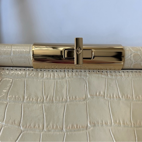 New Kate Spade Constance Knightsbridge Bone Croc Patent Leather Large Satchel - Picture 6 of 16